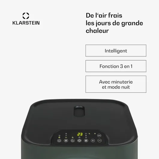 Kraftwerk Smart 10K Climatiseur Mobile - 10,000 BTU, 29-49 m², Silencieux 50 dB, App & Alexa, Déshumidificateur 23 l/h, Ventilateur 440 m³/h, Télécommande, Kit Fenêtre Inclus, Anthracite Anthracite 10.000 BTU / 2,9 kW - Chambres jusqu'à 49 m²