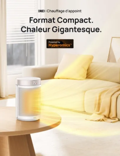 Chauffage Électrique 1500W, Radiateur Céramique Portable Silencieux et Économe en Énergie, Thermostat, 3 Modes, Minuterie 12H, Protection Surchauffe & Basculement, Atom 316, Blanc Blanc standard