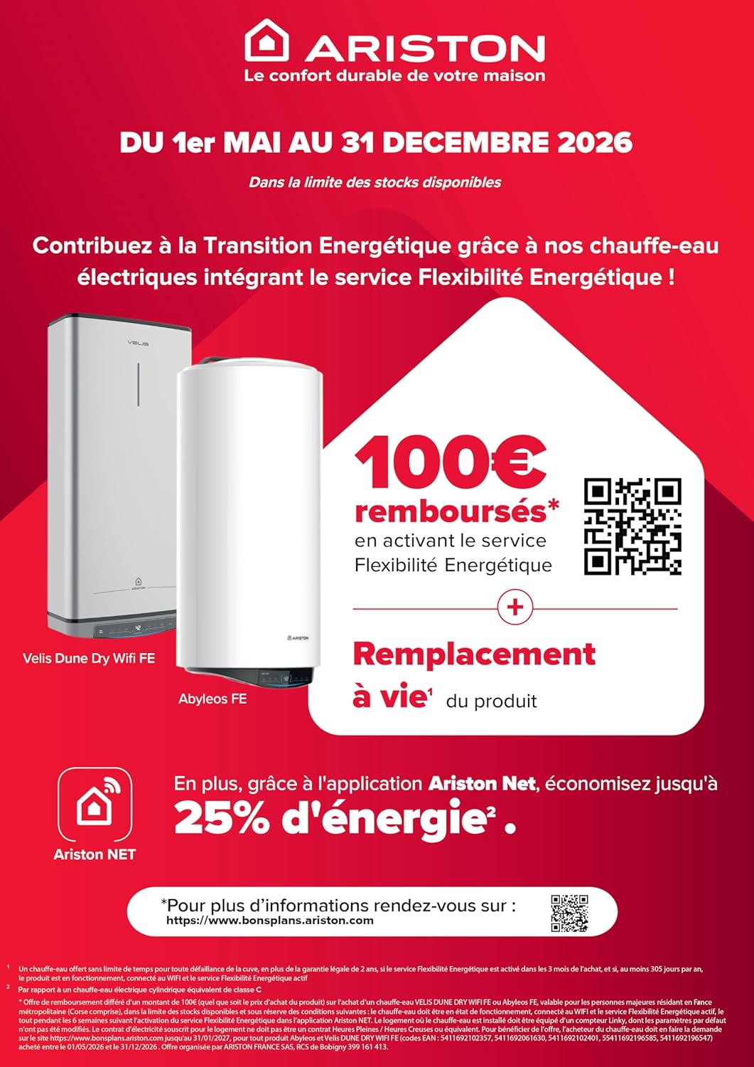 Velis Evo Dune Dry WiFi 80L Chauffe-Eau Plat Multiposition, Résistances DRY x2 Anti-Calcaire, 25% Économie d'Énergie, Certifié NF, Garantie Remplacement à Vie Velis Evo Dune Dry WiFi 80 L