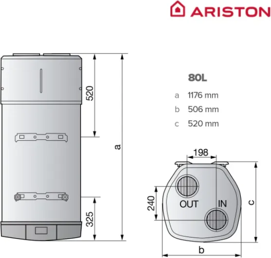 NUOS PLUS S2 WIFI 80L, Chauffe-Eau Thermodynamique Mural R290, 80% d'Économie d'Energie, Compatible Photovoltaïque, Silencieux 45 dB(A), COP 2.77, Conçu pour être installé en France 80 L