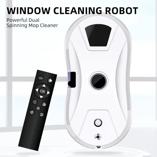 Robot Nettoyeur Vitres, 5600Pa Robot Laveur de Vitre avec Fonction Pulvérisateur Trois Modes de Nettoyage, Laveur de Vitre Automatique avec Télécommande, pour Toutes Les Surfaces Lisses Jet D'eau Unidirectionnel