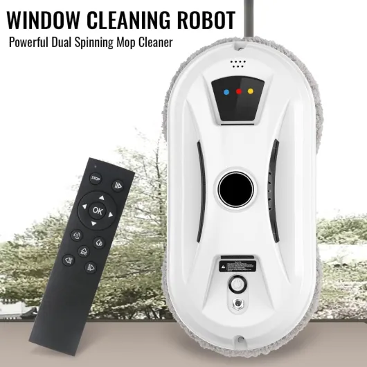 Robot Laveur de Vitre, Lave Vitre Automatique, Aspiration 5600 Pa, Nettoyage Intelligent des Chemins, Détection de Bords Anti-Chute, pour Fenêtres Intérieures et Extérieures