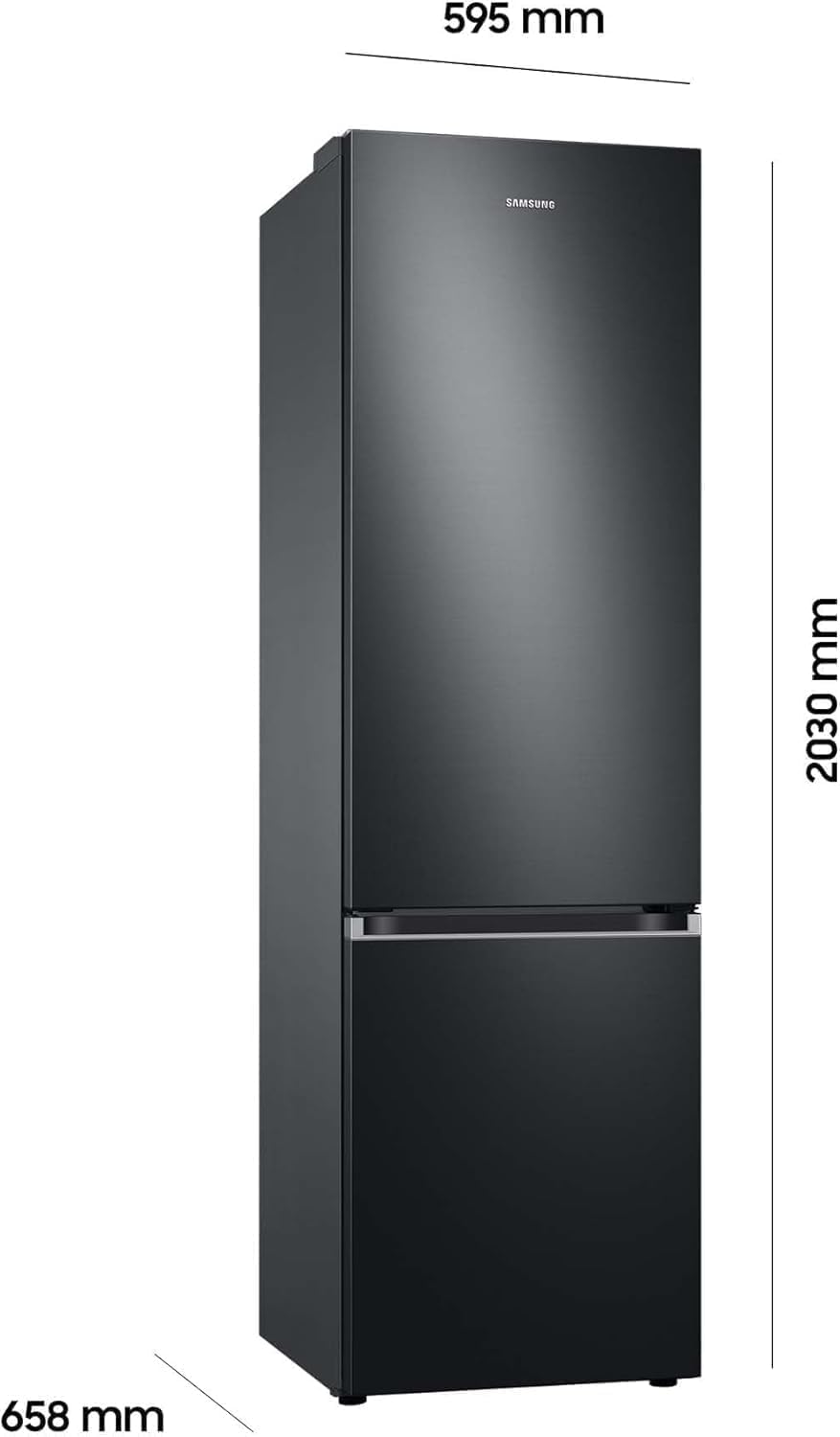Réfrigérateur-congélateur - Réfrigérateur congélateur - 203 cm - Volume total : 390 l - Congélateur : 114 l - Mode AI Energy - Étagère à bouteilles - Premium Black Steel - RL38C602CB1/EG