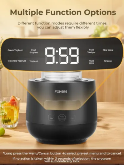 Yaourtière 2 XXL pots en Verre 2000 ml et 1400 ml, 4 * 125 ml Tasse en Céramique avec Couvercle, 8 Programmes Automatiques, Ecran LCD, Arrêt Automatique, Sans BPA, 20 Watts