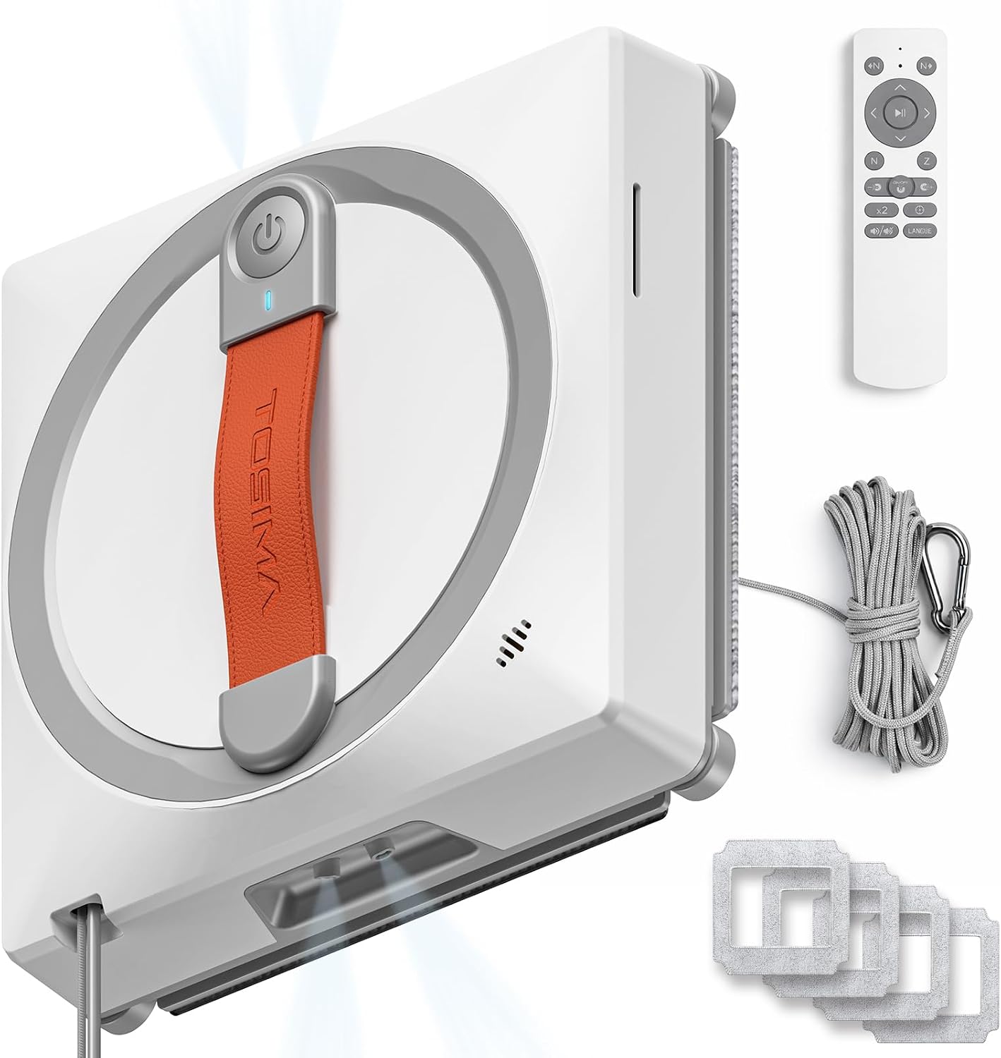 Robot Laveur de Vitre WA9C Pro, Nettoyeur Vitre Automatique avec 4 Buses de Pulvérisation, 6 Modes de Nettoyage avec Planification Intelligente, Aspiration Extra-Forte & Télécommande Blanc