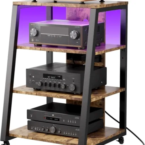 Test Lifewit Meuble Hifi 4 Niveaux : un meuble audio pratique avec multiprise et LED, sans chichis